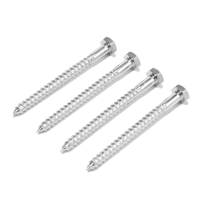 Шуруп-болт ТУНДРА, сантехнический, оцинкованный, DIN 571, М6х70 мм, 4 шт - Фото 1