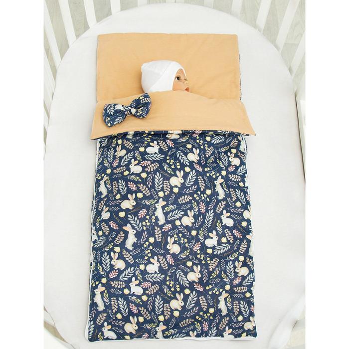 Спальный мешок детский, принт зайчики, цвет синий - Фото 1
