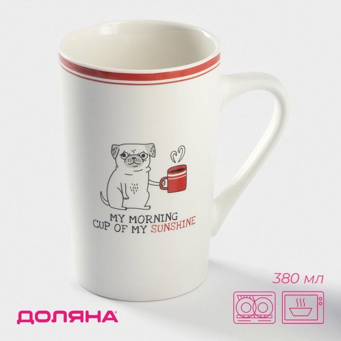 Кружка Доляна «Понедельник», 380 мл, фарфор, белая - Фото 1