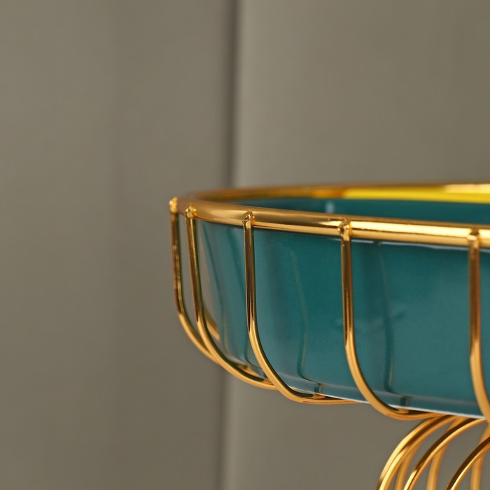 Менажница керамическая 3 ячейки на металлической подставке «Богема», 22×14 см, цвет МИКС - фото 1911601995