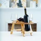 Столик - поднос для вина Adelica, с менажницей и складными ножками, на 2 персоны, d=32×1,8 см, берёза - Фото 4