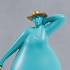 Сувенир полистоун "Толстушка в шляпке с зонтом" голубой 29х9х12,5 см - фото 6457975