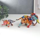 Сувенир полистоун "Слон и слонёнок" граффити набор 2 шт 12х8,5х26 см 8,8х5,5х17 см - фото 21338956