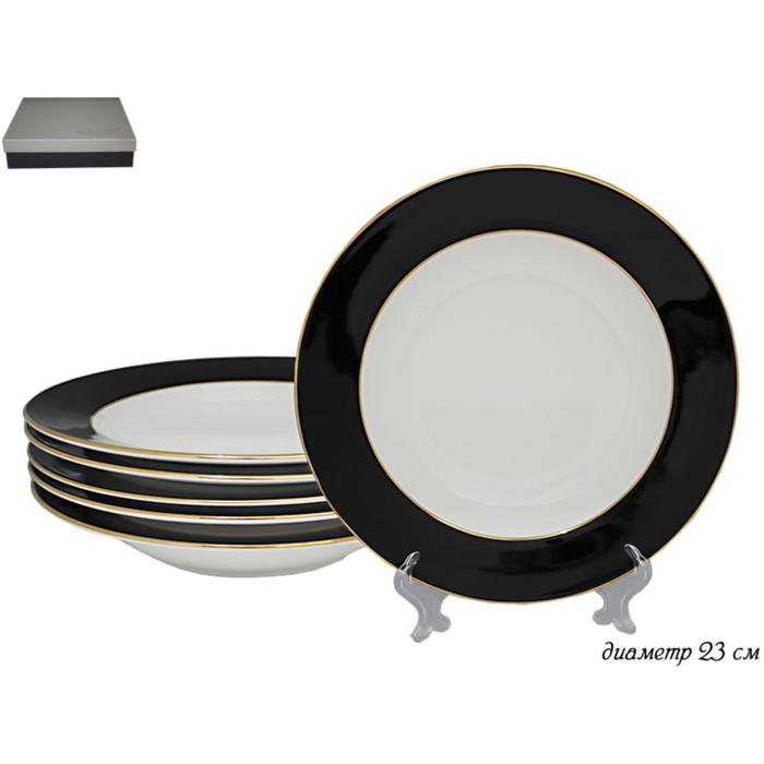Набор глубоких тарелок Lenardi Black, d=23 см, 6 шт - Фото 1