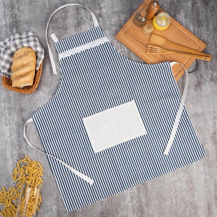 Фартук «Доляна. Полоса синяя», 67×74 см, 100% п/э - Фото 1