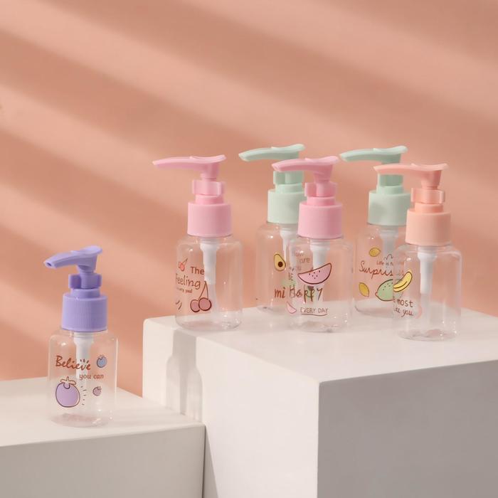 Бутылочка для хранения, с дозатором и ограничителем, 50 мл, цвет МИКС - Фото 1