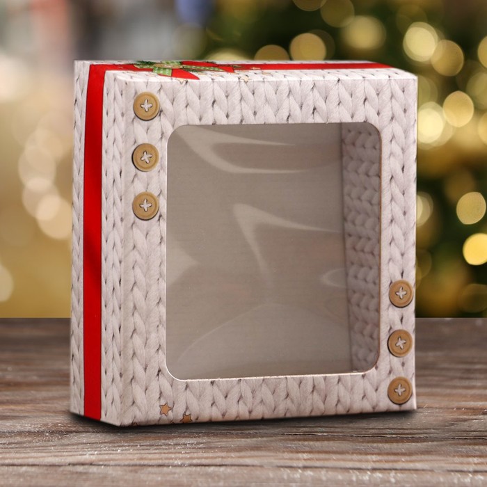 Коробка подарочная, крышка-дно, "Тёплый Новый Год", 14,5 х 14,5 х 6 см