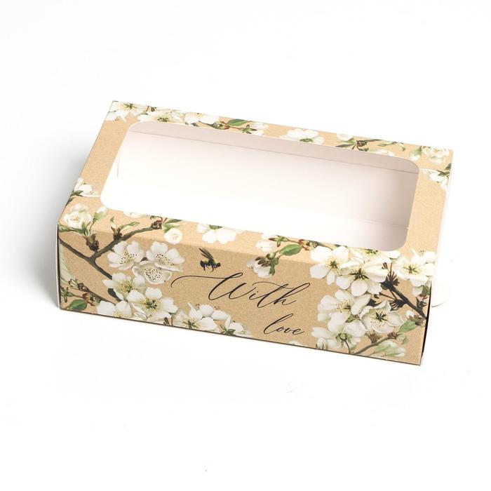 Коробка для макарун, кондитерская упаковка «With Love», 18 х 10.5 х 5.5 см