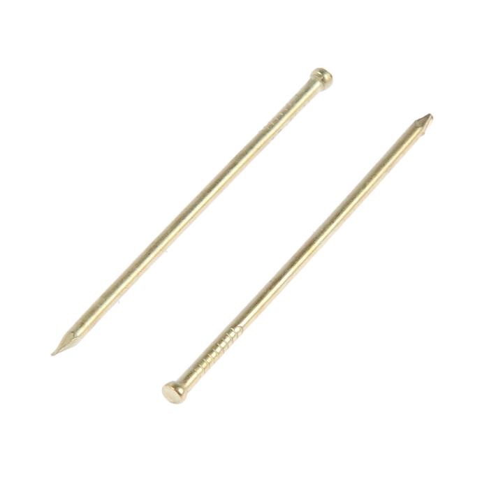 Гвозди ТУНДРА, финишные, ГОСТ 7811-7035, латунированные, 1,4x40 мм, 40 шт - Фото 1