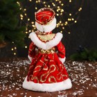 Снегурочка "Шик" в красной шубке, с косой, двигается, 14х30 см - фото 26975409