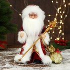 Дед Мороз "В красной шубе, с посохом и мешком" двигается, 17х29 см - фото 9359341