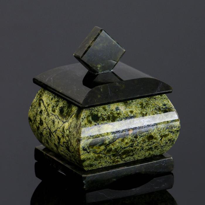 Шкатулка "Малый ларчик", 5х5х6 см, натуральный камень змеевик - фото 1905834868