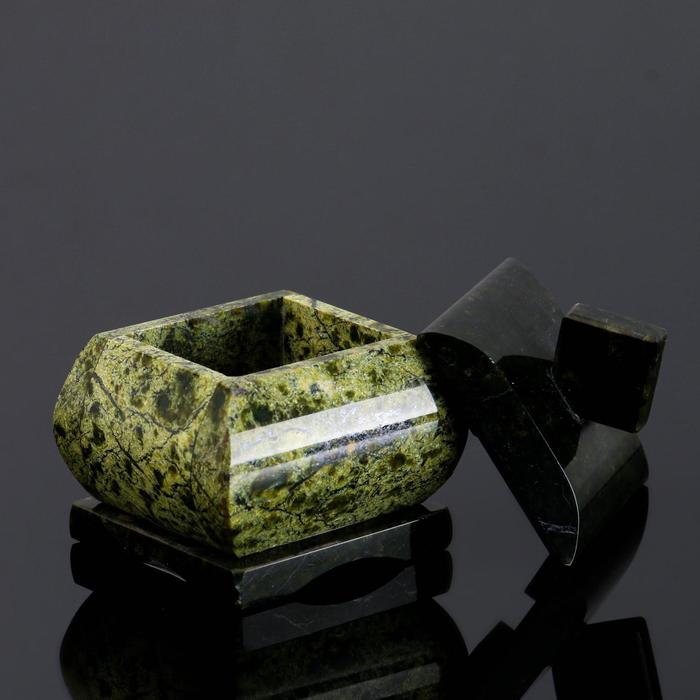 Шкатулка "Малый ларчик", 5х5х6 см, натуральный камень змеевик - фото 1905834869