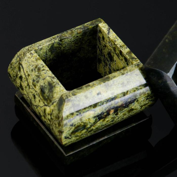 Шкатулка "Малый ларчик", 5х5х6 см, натуральный камень змеевик - фото 1905834870
