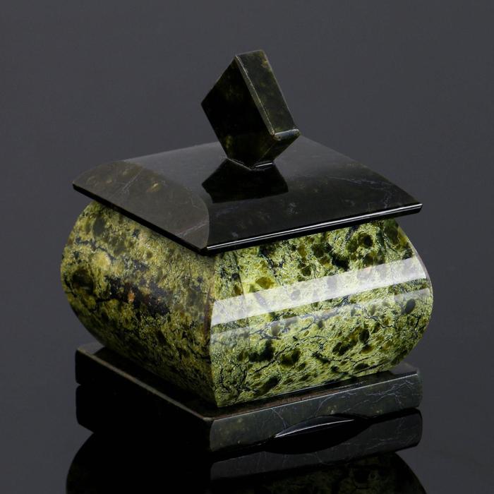 Шкатулка "Малый ларчик", 5х5х6 см, натуральный камень змеевик - фото 1905834871
