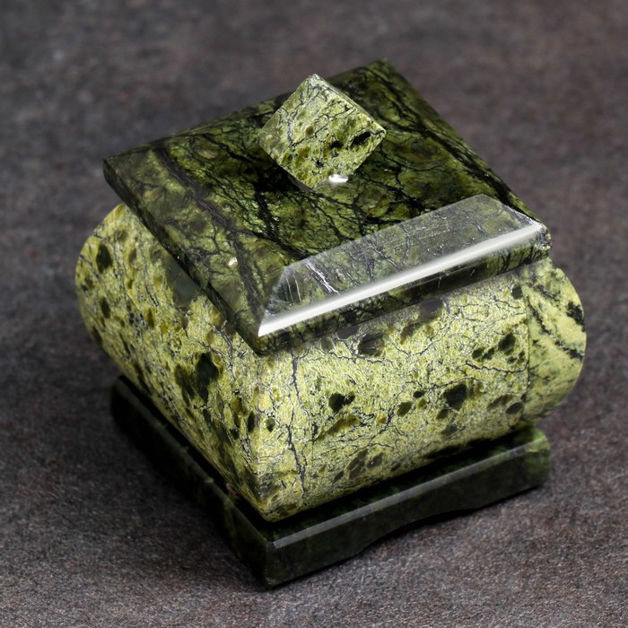 Шкатулка "Малый ларчик", 5х5х6 см, натуральный камень змеевик - фото 1905834872