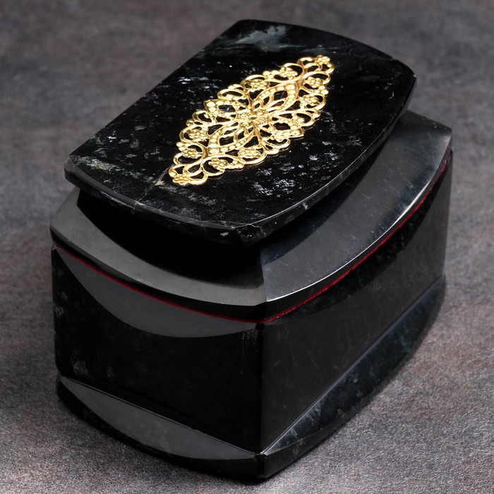 Ларец "Кружева", 12,5х8х8 см, натуральный камень, змеевик - фото 1905834882