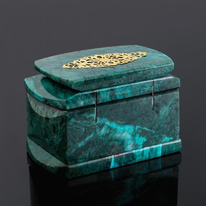 Ларец "Кружева", 12,5х8х8 см, натуральный камень, змеевик - фото 1905834884