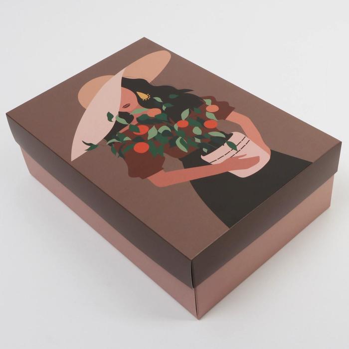 Коробка подарочная складная, упаковка, «Девушка с цветами», 30 х 20 х 9 см