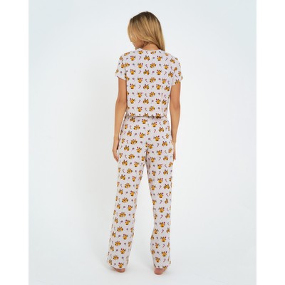 Пижама женская (футболка, брюки) KAFTAN Cats, размер 48-50, серая