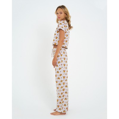 Пижама женская (футболка, брюки) KAFTAN Cats, размер 48-50, серая