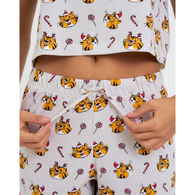 Пижама женская (футболка, брюки) KAFTAN Cats, размер 48-50, серая