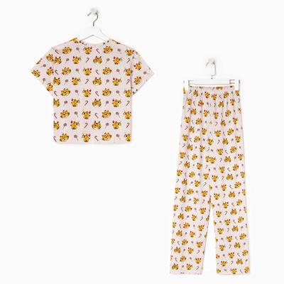 Пижама женская (футболка, брюки) KAFTAN Cats, размер 48-50, серая