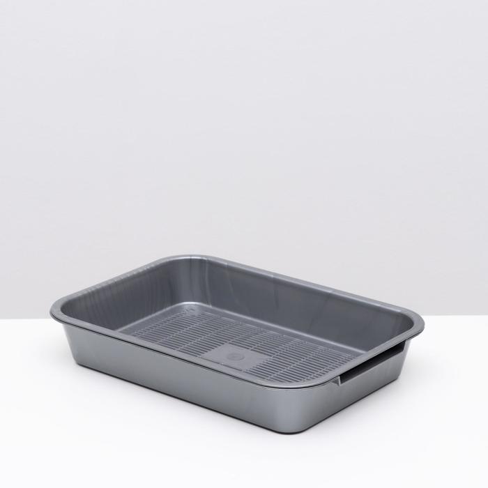 Туалет перламутровый средний с сеткой 36 х 26 х 6,5 см серебристый - Фото 1