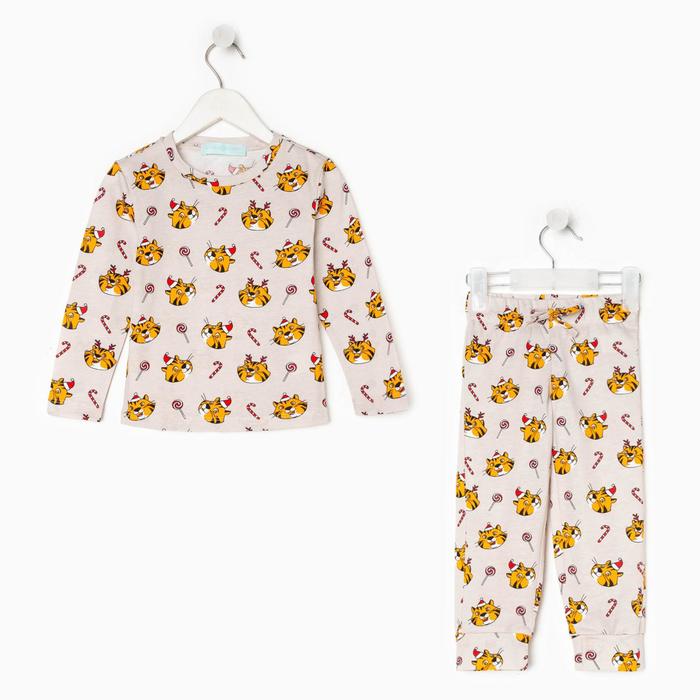 Пижама новогодняя детская: лонгслив, брюки, KAFTAN: Happy Holidays, рост 86-92 см - Фото 1