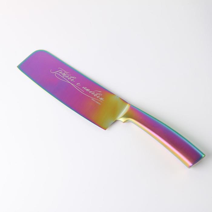 Нож с цветной гальваникой «Готовь с любовью», 28,5 х 5,2 см - фото 1907282629