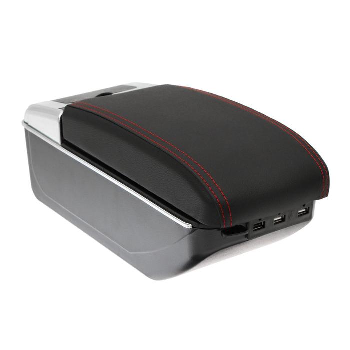 Универсальный подлокотник, 7 USB, PU кожа, чёрный, провод usb в комплекте - Фото 1