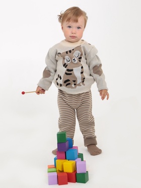 Костюм вязаный Крошка Я «Тигруля», рост 68-74 см, бежевый