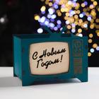 Ящик подарочный деревянный "Телевизор рассвет" зеленый кетцаль 17,5х12,8х15 см - Фото 2