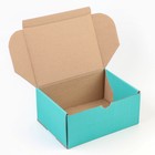 Коробка самосборная, мятная, для подарков, хранения и отправки посылок, 22×16.5×9.5 см - Фото 4