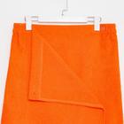 Килт женский для бани и сауны , цвет оранжевый вышивка Снежинки, размер 80х150±2 см, махра 300г/м 100% хлопок - Фото 3