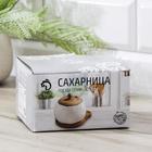 УЦЕНКА Сахарница Доляна «Эстет», 400 мл, с ложкой, на деревянной подставке - Фото 3