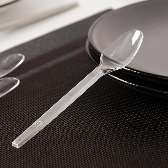 Ложка чайная одноразовая Доляна, 12.5 см, 12 шт./уп, цвет прозрачный - Фото 1