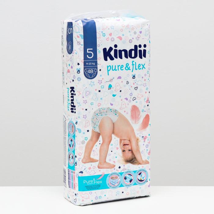 Подгузники одноразовые для детей Kindii pure & flex 5 XL jambo-pack 48шт - Фото 1