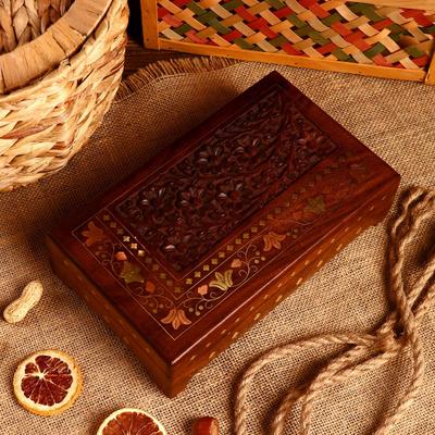 Шкатулка резная «Соцветие», 25×15×7 см, дерево