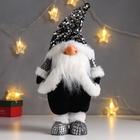Кукла интерьерная "Дед Мороз в чёрной шубке и колпаке с пайетками" 41х11х16 см - Фото 1