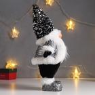 Кукла интерьерная "Дед Мороз в чёрной шубке и колпаке с пайетками" 41х11х16 см - Фото 2