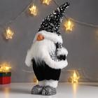 Кукла интерьерная "Дед Мороз в чёрной шубке и колпаке с пайетками" 41х11х16 см - Фото 4