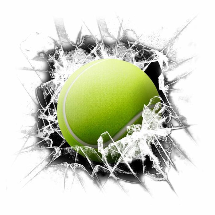 Наклейка "Разбитое стекло теннисный мяч", 15 х 15 см - Фото 1