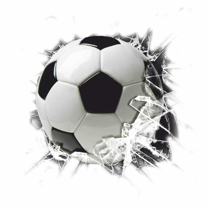 Наклейка "Разбитое стекло футбольный мяч", 15 х 15 см - Фото 1