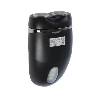 УЦЕНКА Электробритва LuazON LBR-12, роторная, 2 головки, 3 Вт, от батареек 2хАА, чёрная