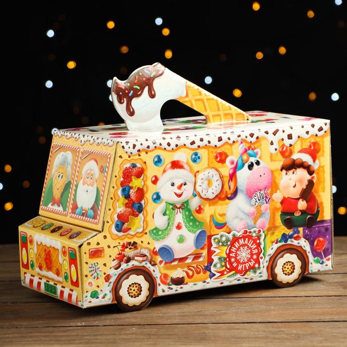 Подарочная коробка-Фургончик "Мороженое" с анимацией, 29 х 13 х 15,5 см, - Фото 1