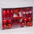 Ёлочные игрушки «Морозный день», новогодние, набор 27 шт., красный - Фото 2