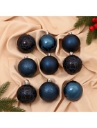 Ёлочные игрушки «Авива», шары новогодние, d=6 см, набор 9 шт., синий - Фото 2