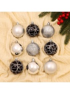 Ёлочные игрушки «Авива», шары новогодние, d=6 см, набор 9 шт., серебро - Фото 2