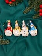 Ёлочные игрушки 4 шт. «Дружные снеговички», 3.5×6 см, МИКС - Фото 2